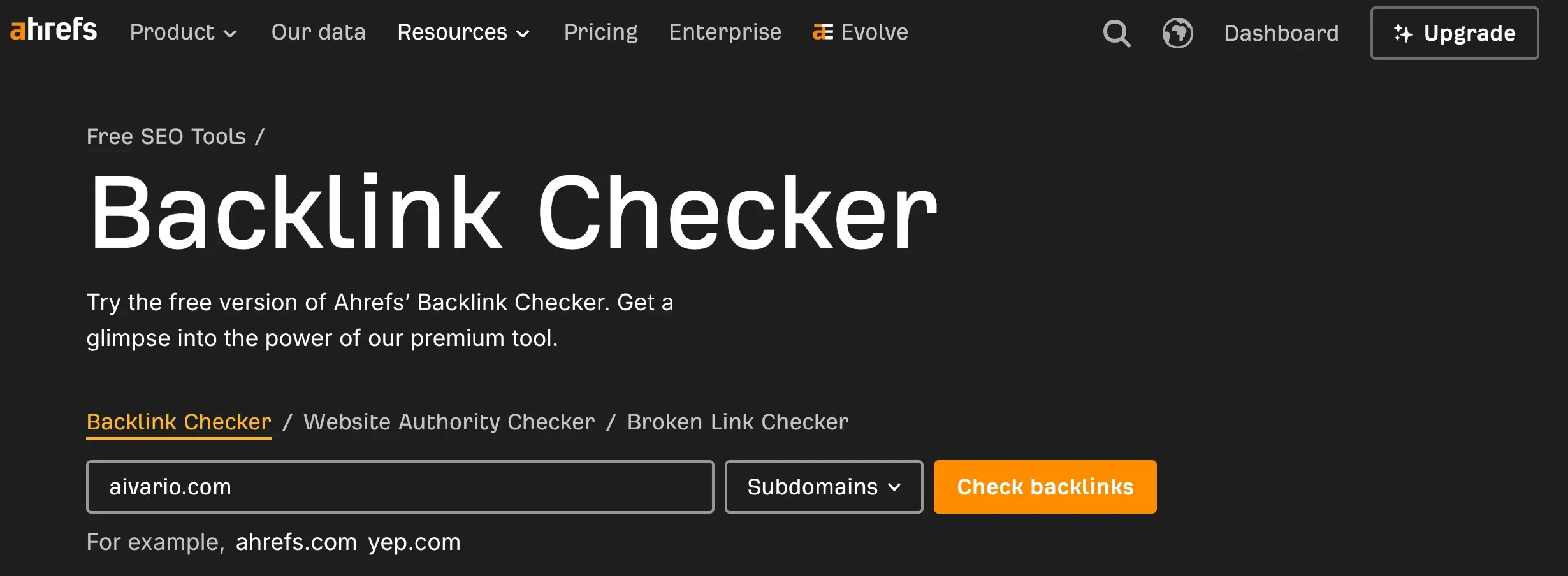 ahrefs free backlinck cheker